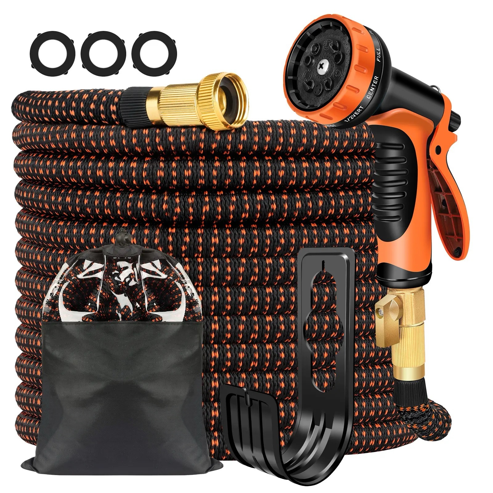 Heavy-Duty Expandable Garden Hose with Multi-Function Nozzle